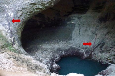 Le sorgomètre en basses eau (Fontaine de Vaucluse non déversante)